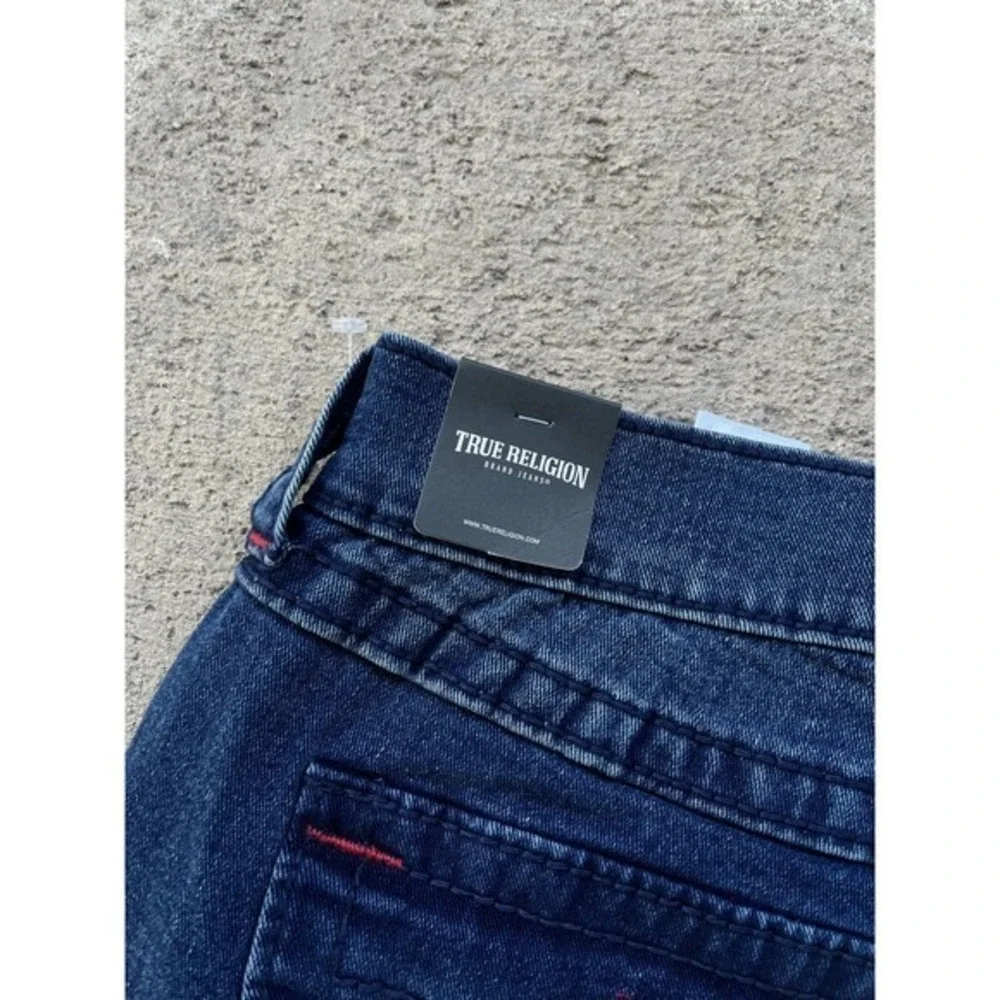 True Religion Geno Big T Flap Relaxed Slim Jeans Mens 36x30 Dark Wash Blue Denim